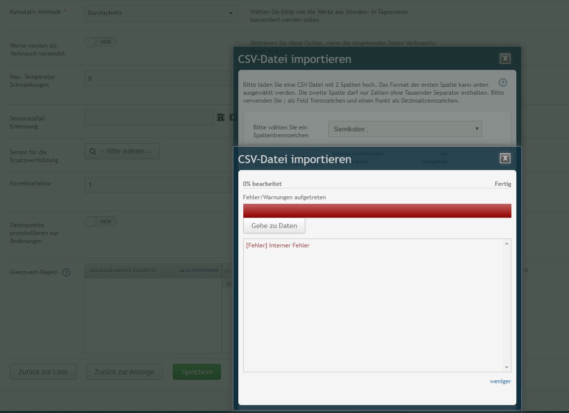 CSV-Import-Fehler