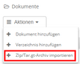 Dokumente Import ZIP