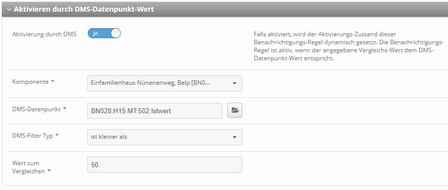 Benachrichtigungs-Regel Aktivierung durch DMS-Datenpunkt Bsp
