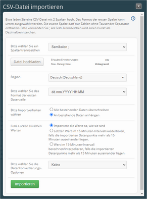 Sensor.Manueller Sensor.CSV Datei importieren