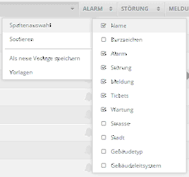 Spaltenauswahl Menü