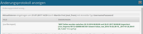 Sensoren Datenimport Log