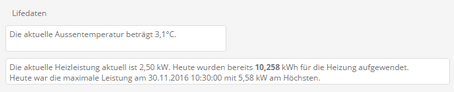 Dashboard Lifedaten Beispiel
