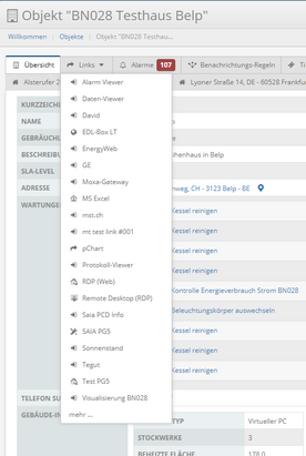 Links Menuauswahl