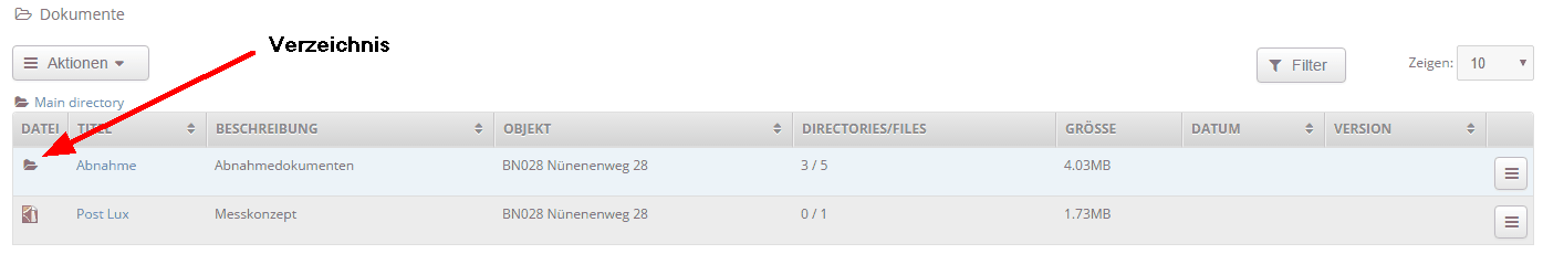 Dokumente Unterverzeichnisse